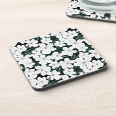 White Tropical Flowers Pattern Bier Onderzetter (Linkerzijde)