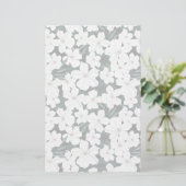 White Tropical Flowers Pattern Briefpapier (Staand voorkant)