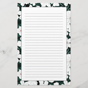 White Tropical Flowers Pattern Briefpapier