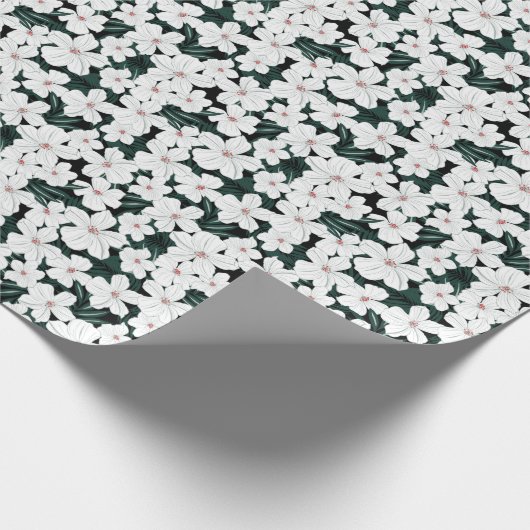 White Tropical Flowers Pattern Cadeaupapier (Hoek)