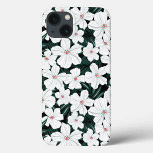 White Tropical Flowers Pattern Case-Mate iPhone Case