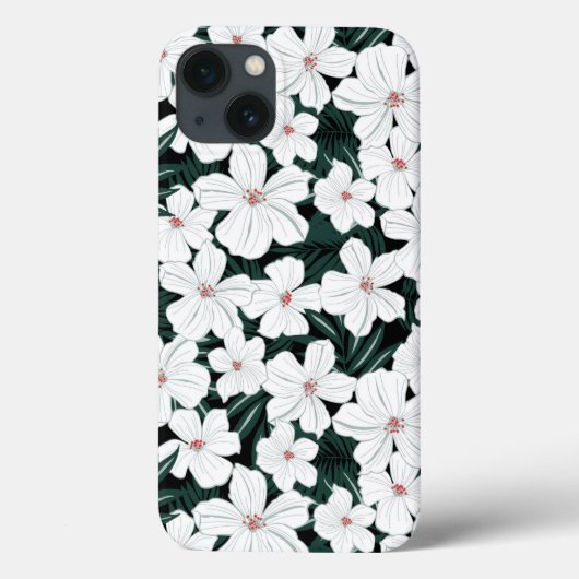 White Tropical Flowers Pattern Case-Mate iPhone Case (Achterkant)