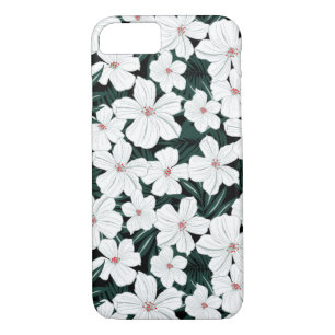 White Tropical Flowers Pattern Case-Mate iPhone Case