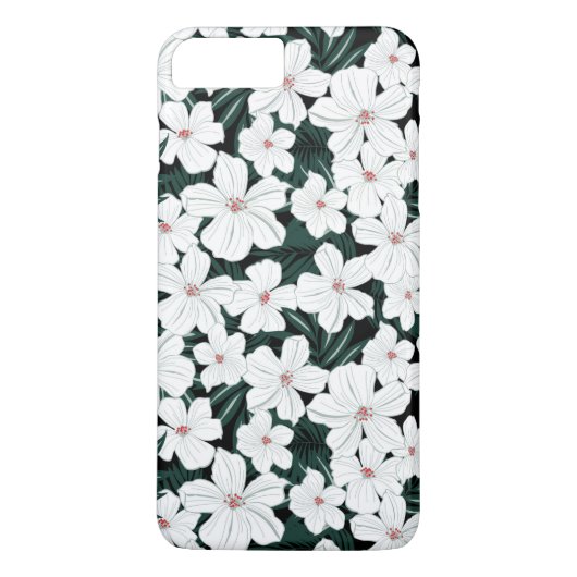 White Tropical Flowers Pattern Case-Mate iPhone Case (Achterkant)