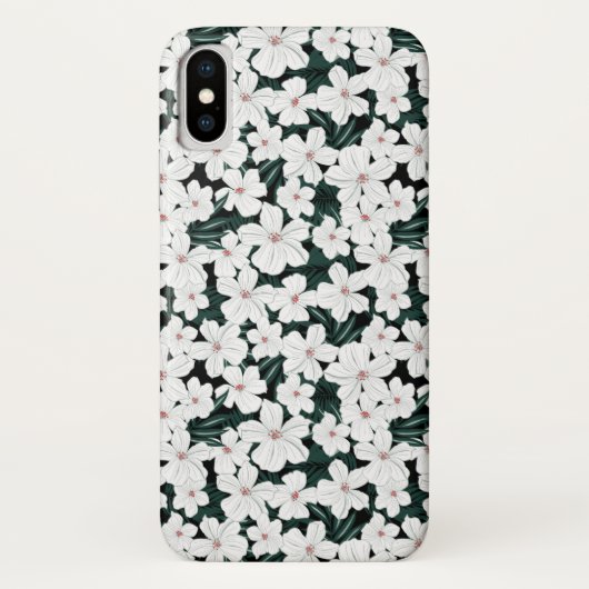 White Tropical Flowers Pattern Case-Mate iPhone Case (Achterkant)