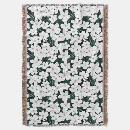 White Tropical Flowers Pattern Deken (Voorkant Verticaal)