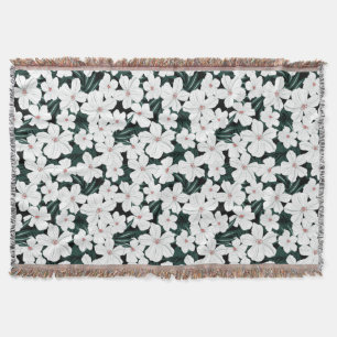 White Tropical Flowers Pattern Deken