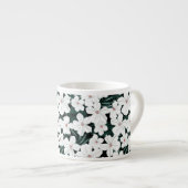 White Tropical Flowers Pattern Espresso Kop (Voorkant rechts)