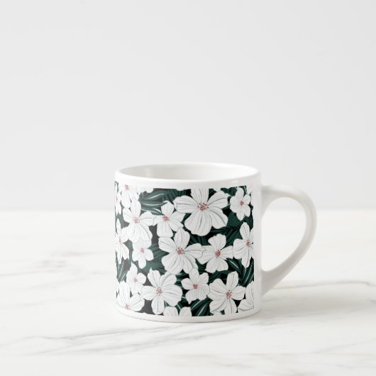 White Tropical Flowers Pattern Espresso Kop (Rechts)
