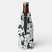 White Tropical Flowers Pattern Flesjeskoeler (Fles Achterkant)