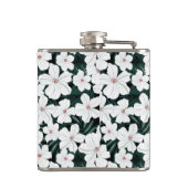 White Tropical Flowers Pattern Heupfles (Achterkant)