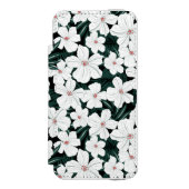 White Tropical Flowers Pattern Incipio iPhone Portemonnee Hoesje (Voorkant Agenda)