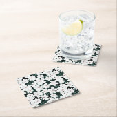 White Tropical Flowers Pattern Kartonnen Onderzetters (Insitu)