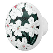 White Tropical Flowers Pattern Keramische Knop (Rechts)