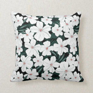 White Tropical Flowers Pattern Kussen