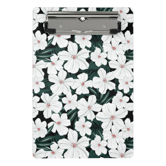 White Tropical Flowers Pattern Mini Klembord (Voorkant)