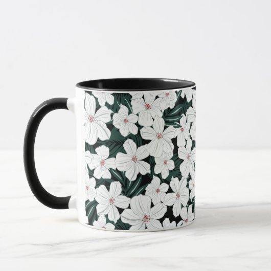 White Tropical Flowers Pattern Mok (Links)