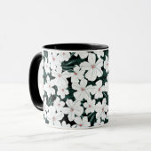 White Tropical Flowers Pattern Mok (Voorkant links)