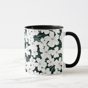 White Tropical Flowers Pattern Mok