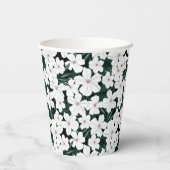 White Tropical Flowers Pattern Papieren Bekers (Achterkant)