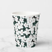 White Tropical Flowers Pattern Papieren Bekers (Voorkant)