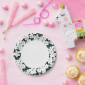 White Tropical Flowers Pattern Papieren Bordje (Feest)