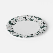 White Tropical Flowers Pattern Papieren Bordje (Gekanteld)