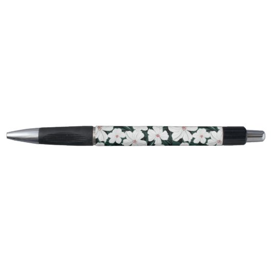 White Tropical Flowers Pattern Pen (Voorkant)