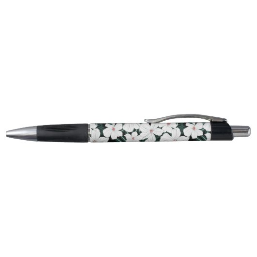 White Tropical Flowers Pattern Pen (Bovenkant)