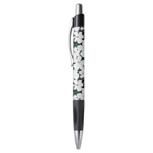 White Tropical Flowers Pattern Pen (Top (Verticaal))