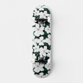 White Tropical Flowers Pattern Persoonlijk Skateboard (Voorkant)
