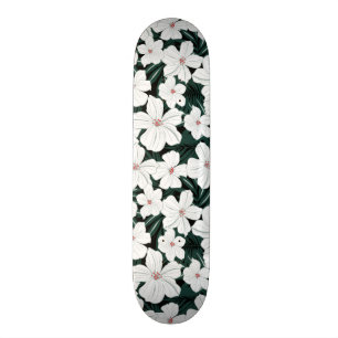 White Tropical Flowers Pattern Persoonlijk Skateboard