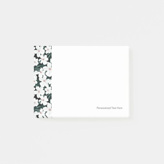 White Tropical Flowers Pattern Post-it® Notes (Voorkant)