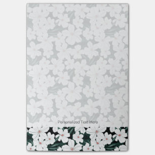 White Tropical Flowers Pattern Post-it® Notes