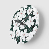 White Tropical Flowers Pattern Ronde Klok (Hoek)