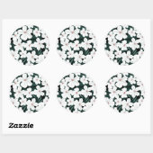 White Tropical Flowers Pattern Ronde Sticker (Vel)