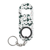 White Tropical Flowers Pattern Sleutelhanger Flessenopener (Voorkant)
