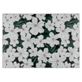 White Tropical Flowers Pattern Snijplank (Voorkant)