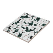 White Tropical Flowers Pattern Tegeltje (Zijkant)