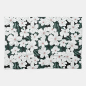 White Tropical Flowers Pattern Theedoek (Horizontaal)