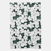 White Tropical Flowers Pattern Theedoek (Verticaal)