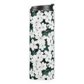 White Tropical Flowers Pattern Thermosbeker (Gedraaid links)