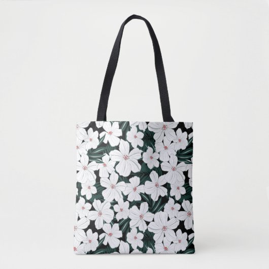 White Tropical Flowers Pattern Tote Bag (Voorkant)