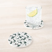 White Tropical Flowers Pattern Zandsteen Onderzetter (Zijkant)