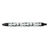 White Tropical Flowers Pattern Zwarte Inkt Pen (Voorkant)