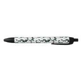 White Tropical Flowers Pattern Zwarte Inkt Pen (Bodem)
