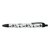 White Tropical Flowers Pattern Zwarte Inkt Pen (Bovenkant)