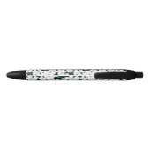 White Tropical Flowers Pattern Zwarte Inkt Pen (Achterkant)