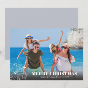 White Tropical Hawaiian Floral Photo Feestdagenkaart