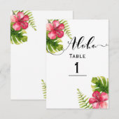 White Tropical Hibiscus Chic Wedding Table Number Kaart (Voorkant / Achterkant)